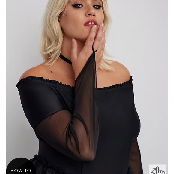 Torrid Off shoulder tulle long sleeve goth formal costume dress witch size 1 - Picture 4 of 6